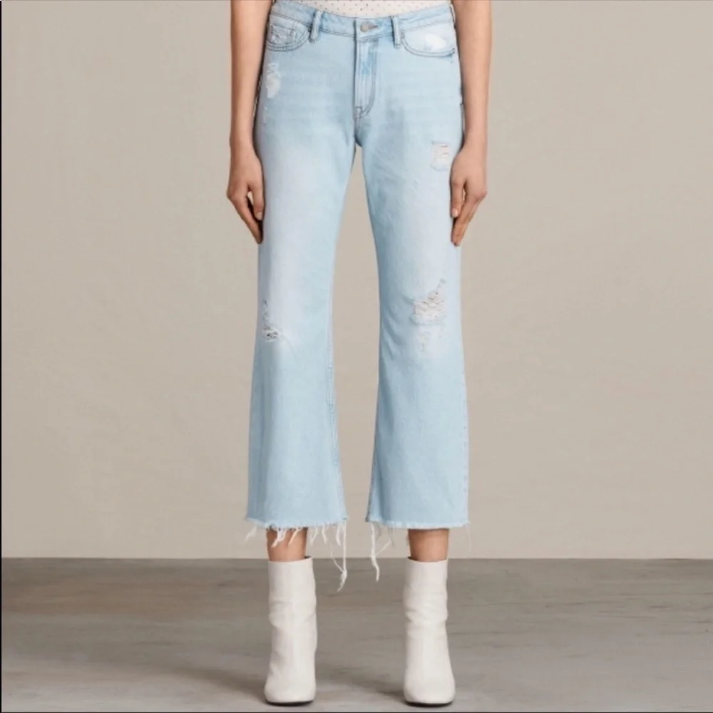 All Saints Flare Cropped Jeans indigo blue 26
